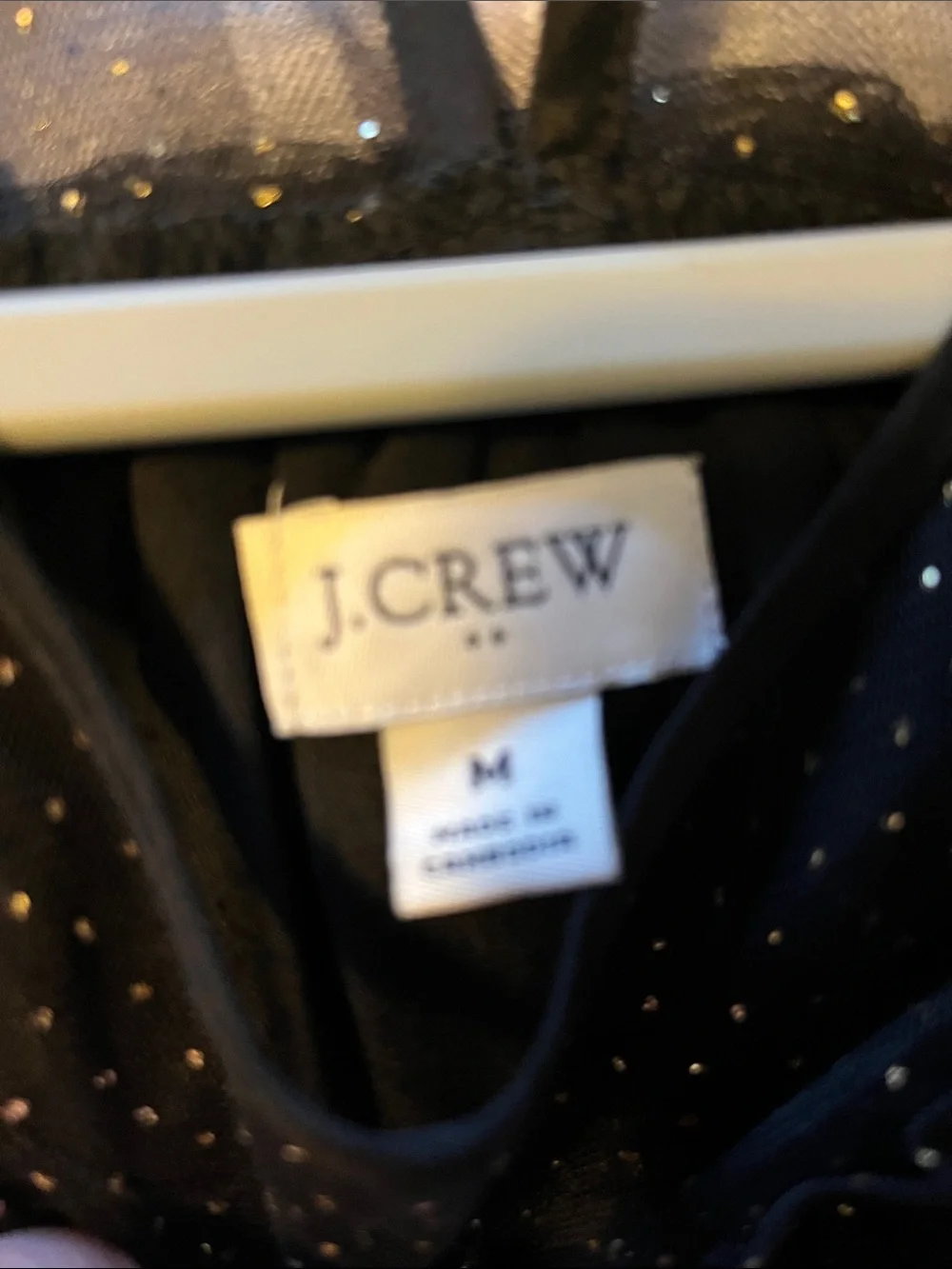 J. Crew Black Sheer Sparkle Puff Sleeve Blouse